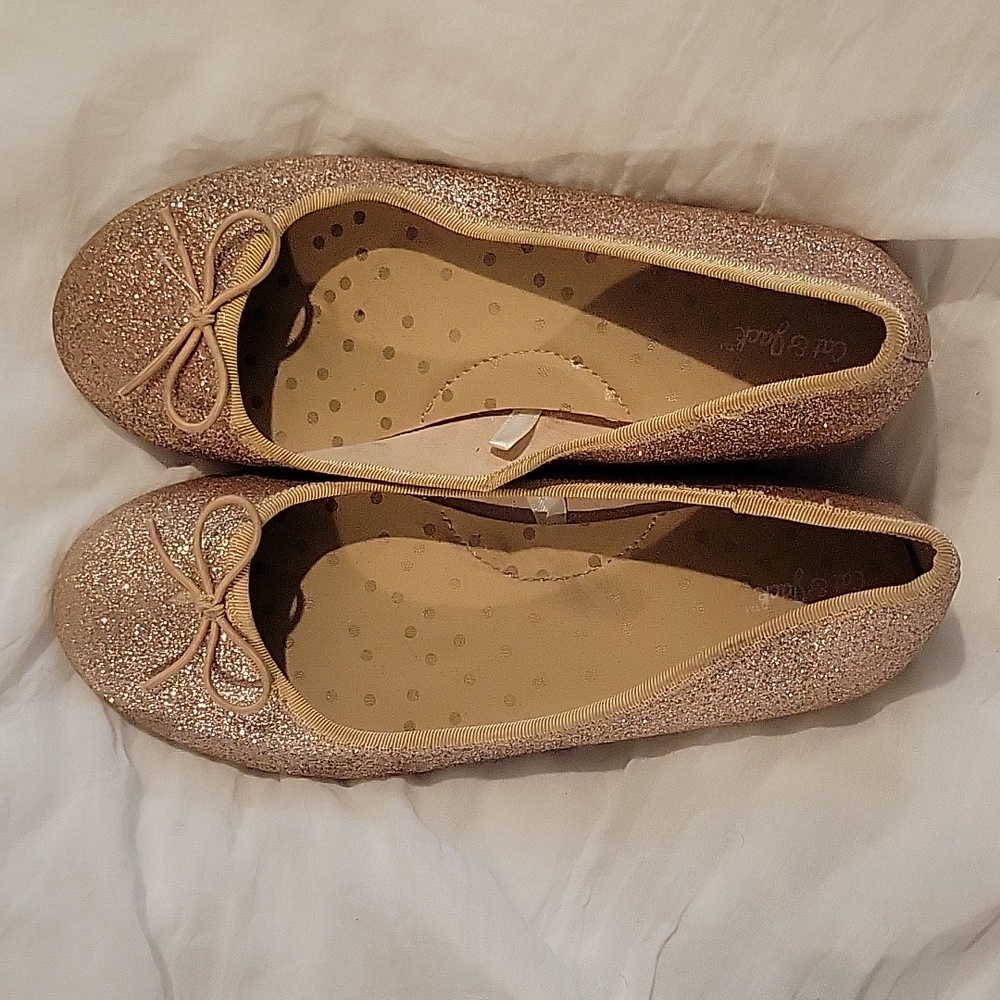 Girls Gold Glitter Flats, Cat and Jack, size 3